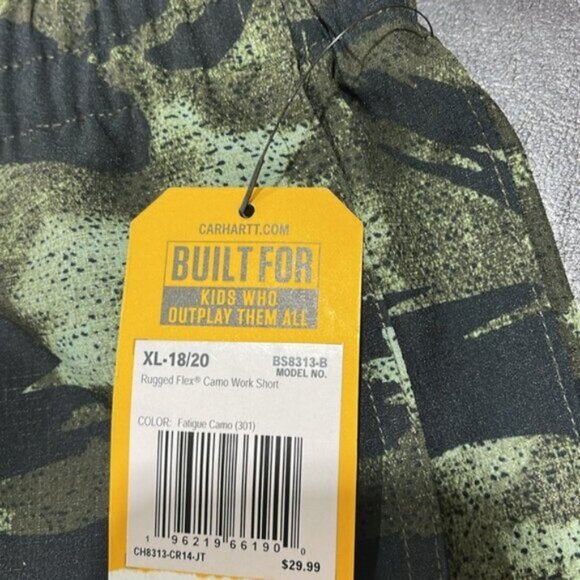 Carhartt Boys' Elastic Waistband Rugged Flex Camo Work Shorts - Picture 5 of 8